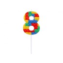 Colour Pick Blocks Building block number 8 candle, numeral candle