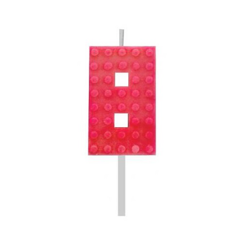Blocks Red Blocks Building Block Number Candle 8 Red, Birthday Candle