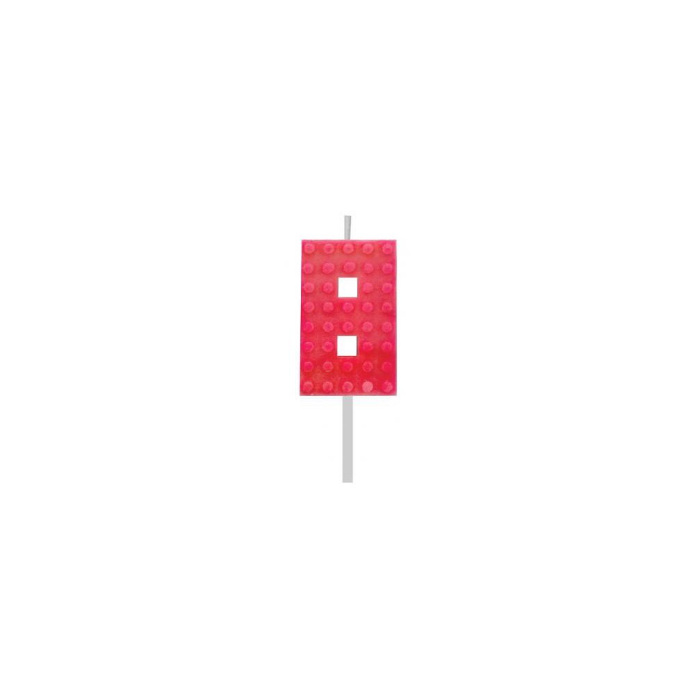 Blocks Red Blocks Building Block Number Candle 8 Red, Birthday Candle