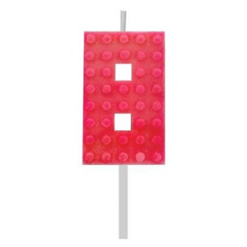 Blocks Red Blocks Building Block Number Candle 8 Red, Birthday Candle