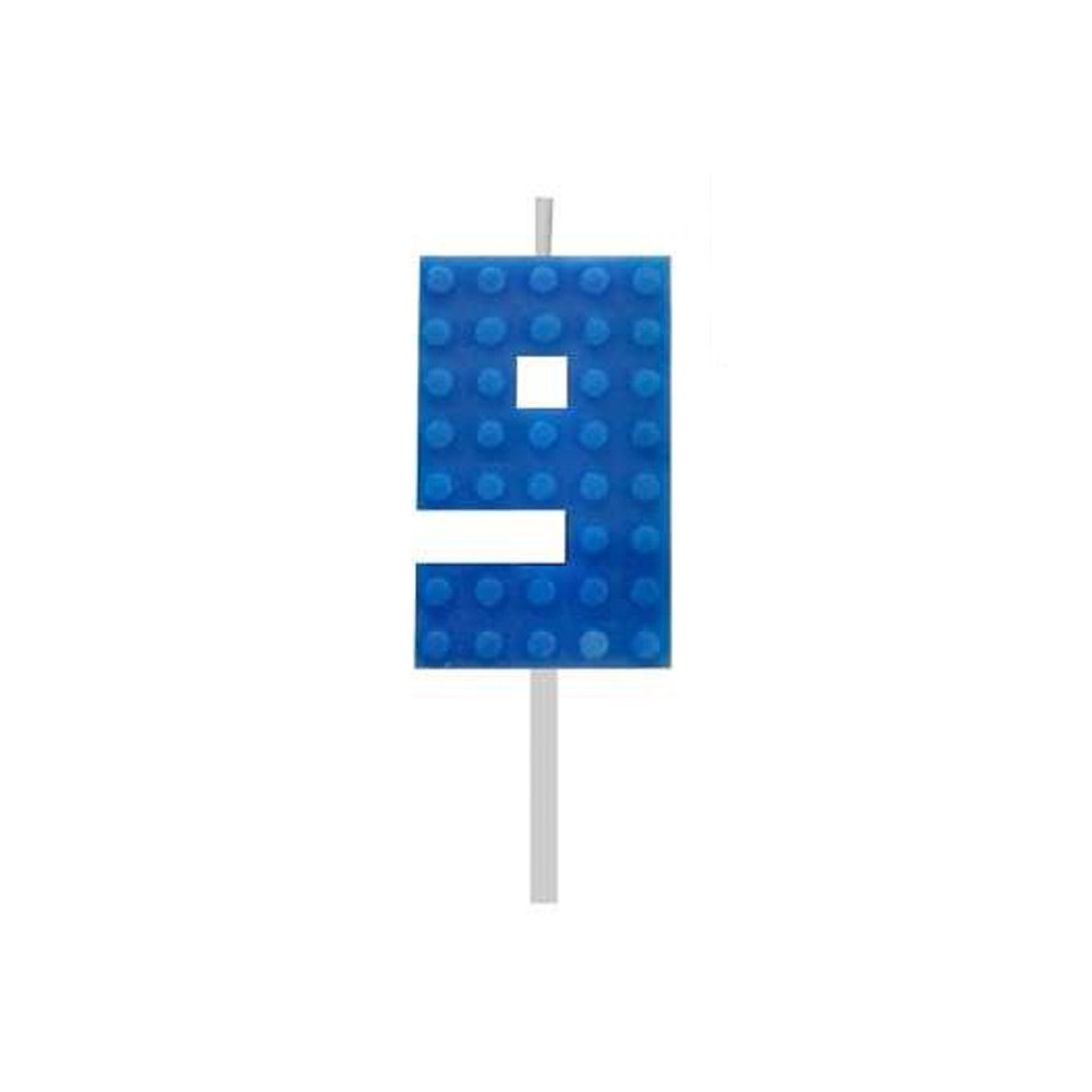 Blocks Blue Blocks Building Block Number 9 Blue Cake Candle, Number Candle