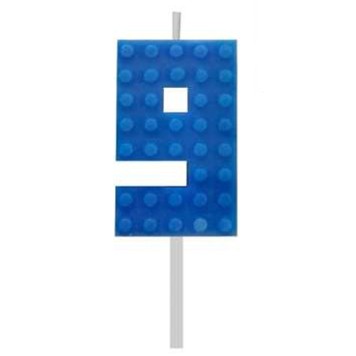 Blocks Blue Blocks Building Block Number 9 Blue Cake Candle, Number Candle
