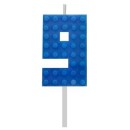 Blocks Blue Blocks Building Block Number 9 Blue Cake Candle, Number Candle