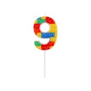 Colour Pick Blocks Building Block 9 Candle, Number Candle