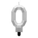 Number Diamond Metallic Silver number 0 candle, cake candle