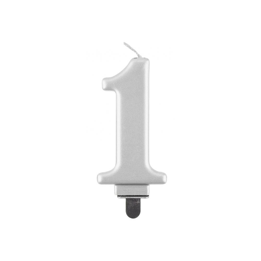 Number Metallic Silver number 1 candle, celebration candle