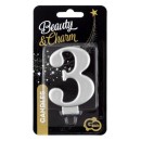 Number Metallic Silver number 3 candle, cake candle