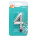 Number Diamond Metallic Silver number 4 candle, cake candle