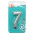 Number Diamond Metallic Silver number 7 candle, cake candle