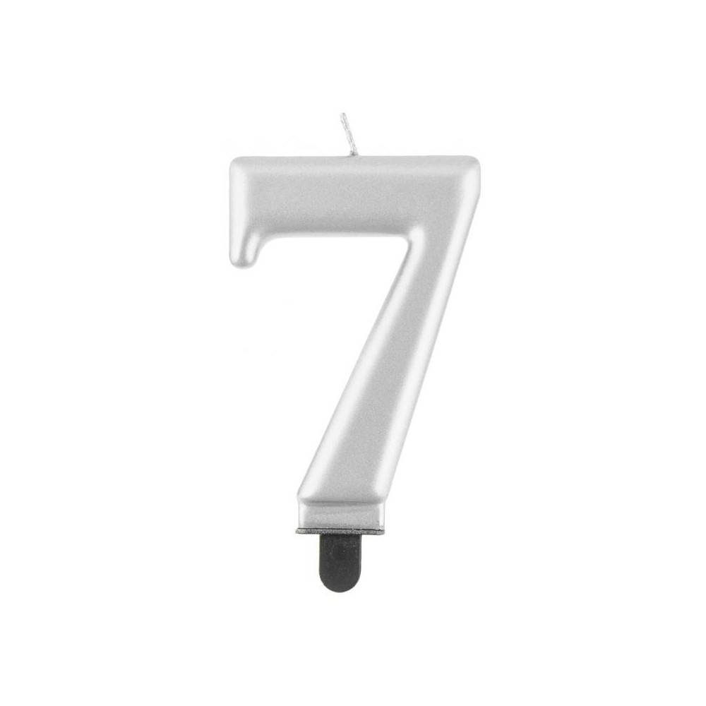 Number Metallic Silver number 7 candle, cake candle