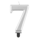 Number Metallic Silver number 7 candle, cake candle