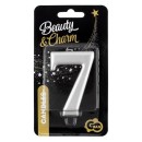 Number Metallic Silver number 7 candle, cake candle