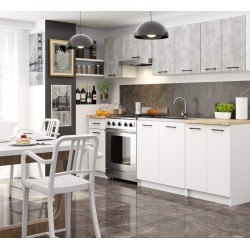 MEBLE KUCHENNE ZESTAW OLIWIA 2.4M BETON-BIAŁY