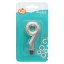 Number Diamond Metallic Silver number 9 birthday candle, cake candle