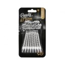 Happy Birthday B&C Silver Silver Happy Birthday Candle Set 16 pcs