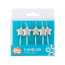 Star Metallic Silver Silver Birthday Candle Set of 5 pcs