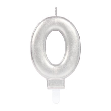 Number Silver, Silver numeral candle, cake candle 0