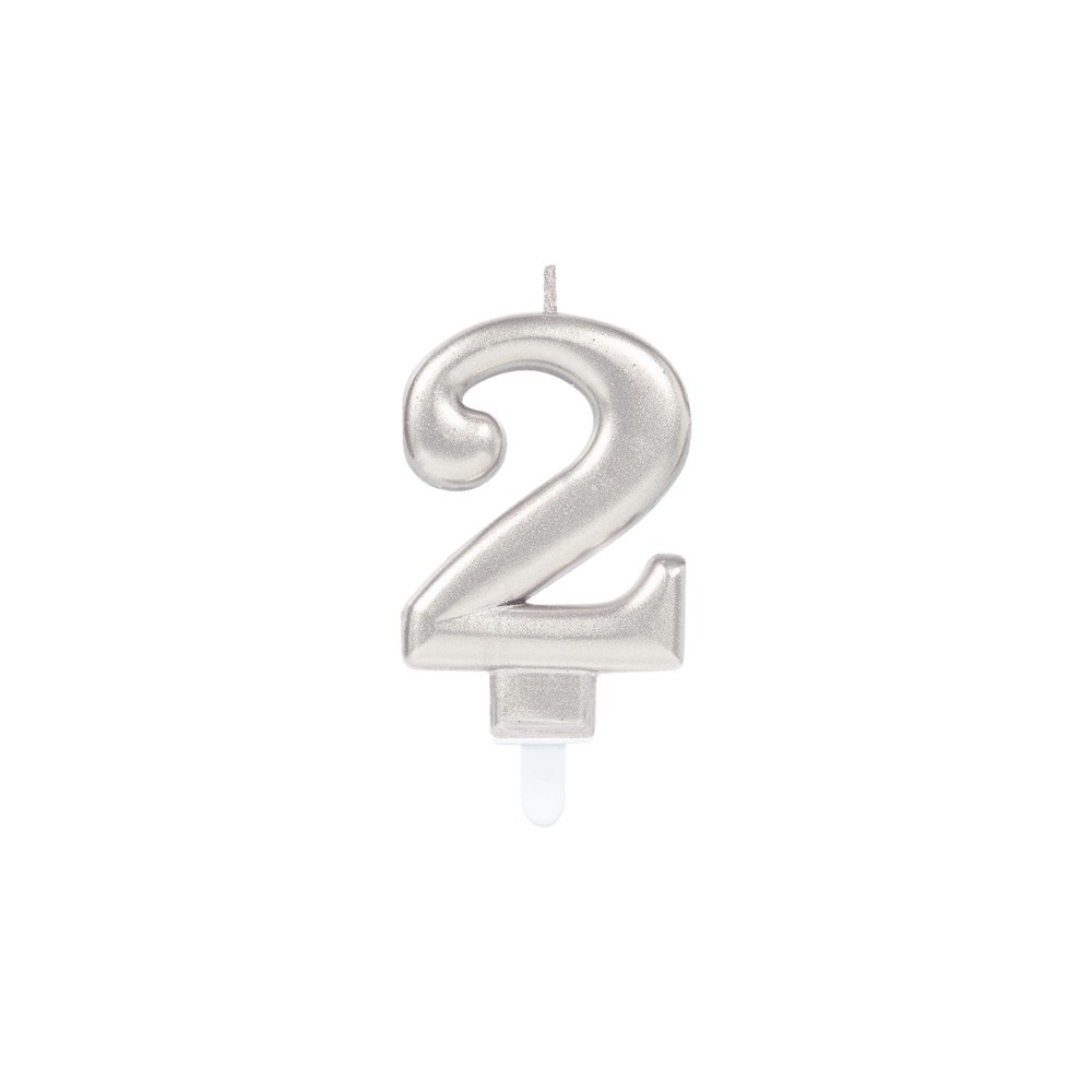 Number Silver, Silver number candle, cake candle number 2