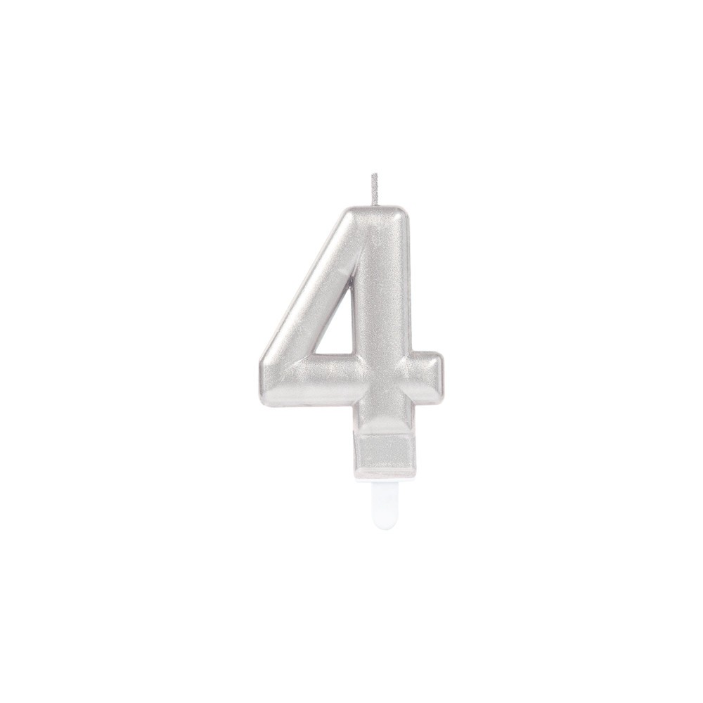 Number Silver Number Candle, Cake Candle 4
