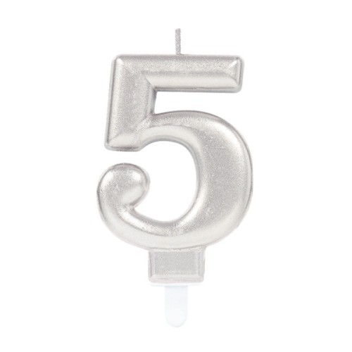 Number Silver, Silver number candle, cake candle number 5