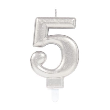Number Silver, Silver number candle, cake candle number 5