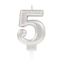 Number Silver, Silver number candle, cake candle number 5