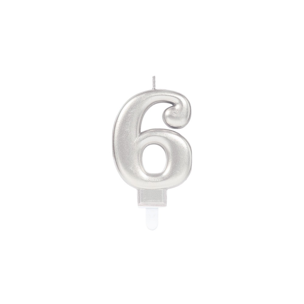 Number Silver, Silver numeral candle, cake candle number 6