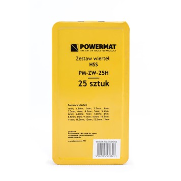 Zestaw wierteł (wiertła) HSS 25el. Powermat PM-ZW-25H