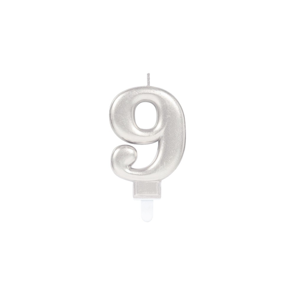 Number Silver, Silver numeral candle, cake candle number 9