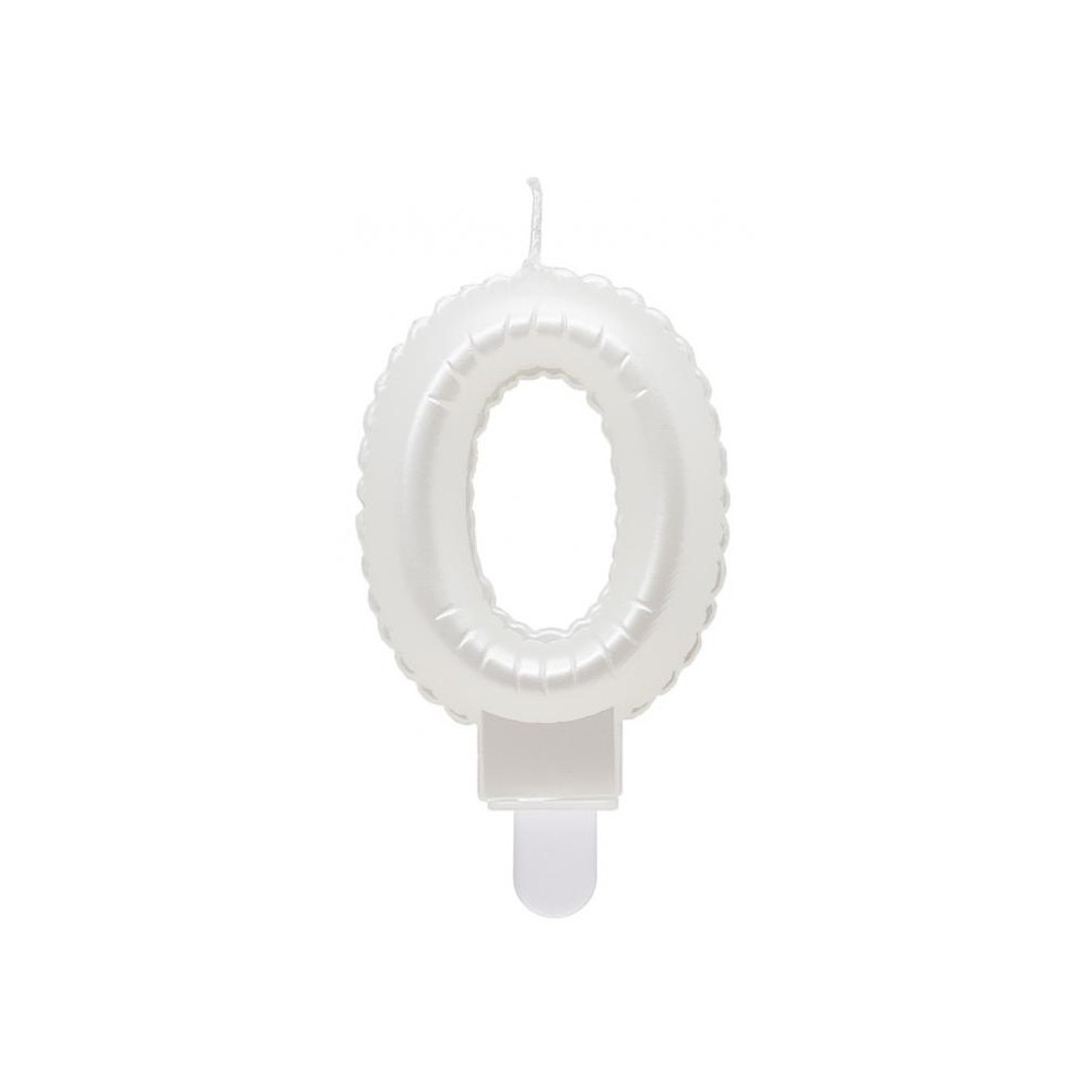 Number Pearly White number 0 candle, cake candle