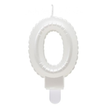 Number Pearly White number 0 candle, cake candle