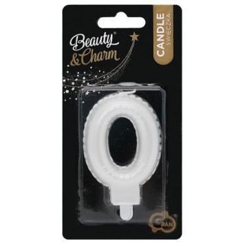 Number Pearly White number 0 candle, cake candle