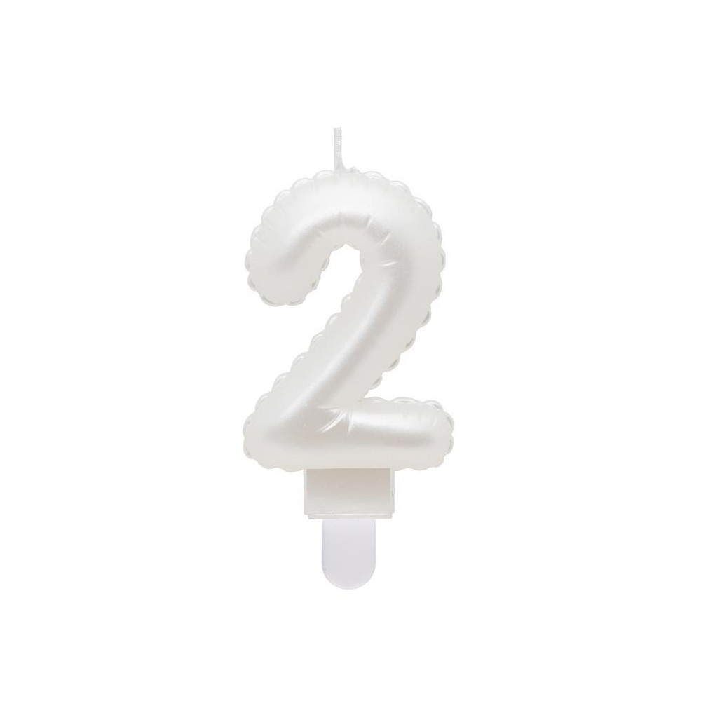 Number Pearly White number 2 decorative candle, cake candle