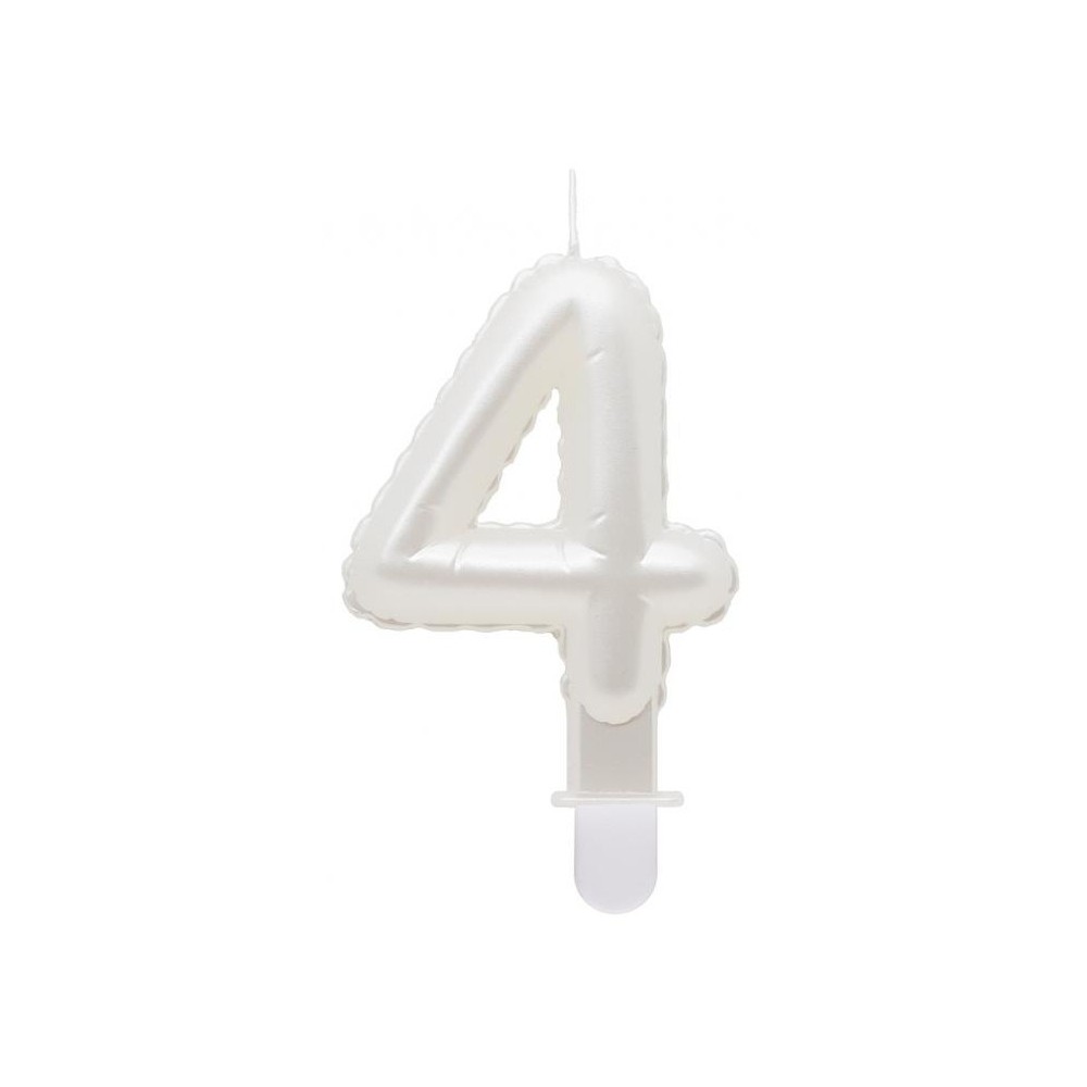 Number Pearly White number 4 candle, cake candle