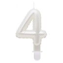Number Pearly White number 4 candle, cake candle