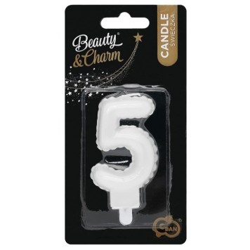 Number Pearly White number 5 candle, cake candle