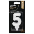 Number Pearly White number 5 candle, cake candle