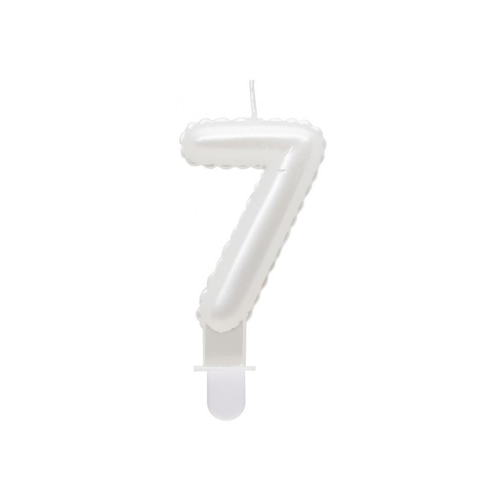 Number Pearly White number 7 candle, birthday candle