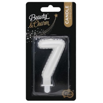 Number Pearly White number 7 candle, birthday candle