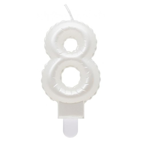 Number Pearly White number 8 candle, birthday candle
