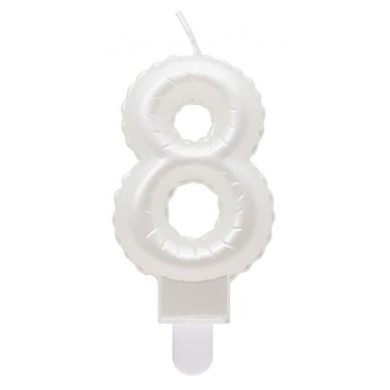 Number Pearly White number 8 candle, birthday candle