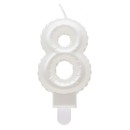 Number Pearly White number 8 candle, birthday candle