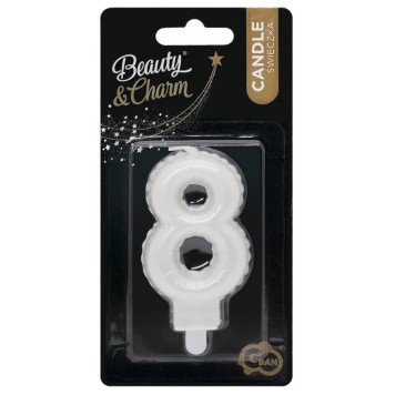Number Pearly White number 8 candle, birthday candle