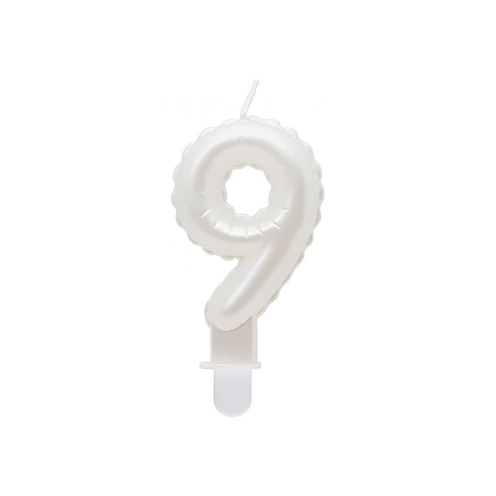 Number Pearly White number 9 candle, cake candle