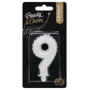 Number Pearly White number 9 candle, cake candle