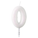 Colour White, White glitter candle 0-s 6.5 cm
