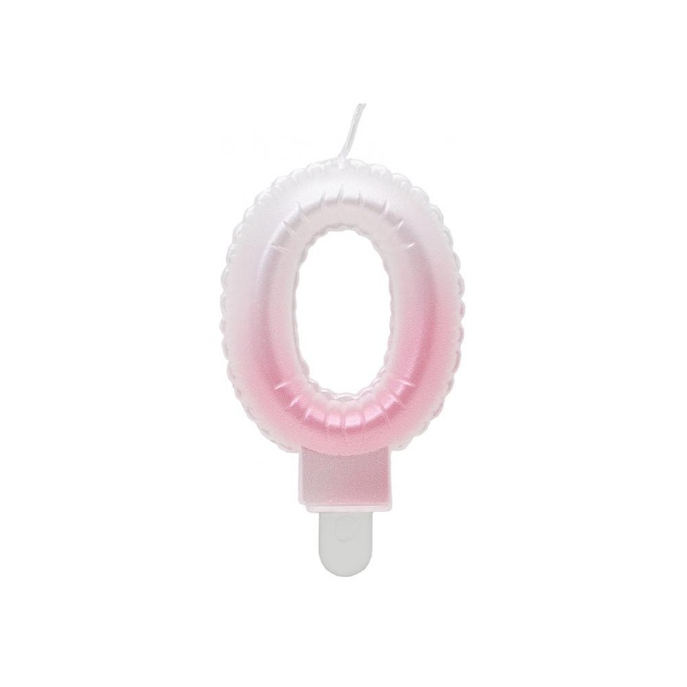 Number Ombre White-Pink number 0 candle, birthday candle