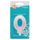 Number Ombre White-Pink number 0 candle, birthday candle