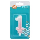 Number Ombre White-Pink Number 1 Candle, Birthday Candle