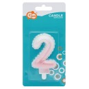 Number Ombre White-Pink number 2 birthday candle, cake candle